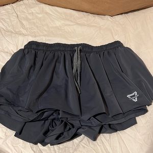 grey flowy athletic shorts